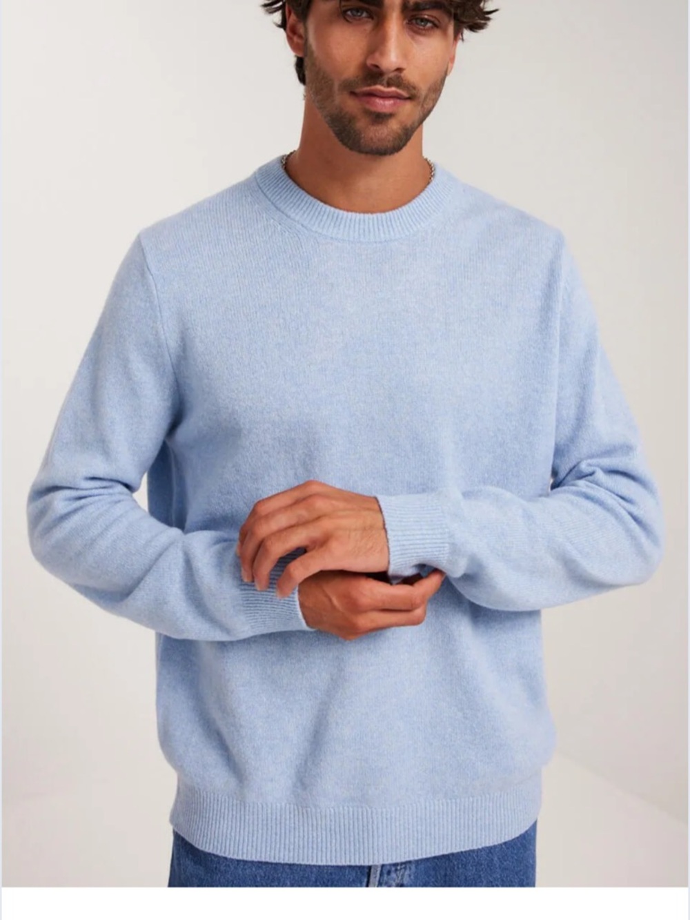 NWT Christian Lacroix Men's Crewneck wool Sweater in Light Blue size XL